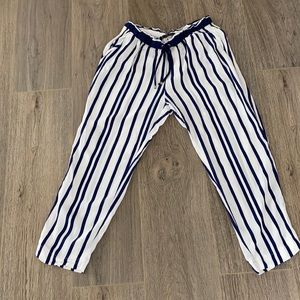 ZARA NAVY & WHITE STRIPED PANTS | 100% VISCOSE